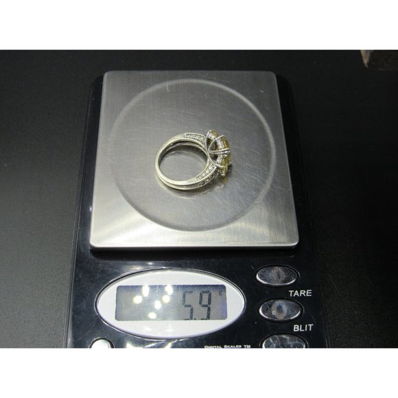 Size 6 Sterling Silver Stunning Triple Yellow Cubic Zirconia Band Ring - Picture 8 of 8